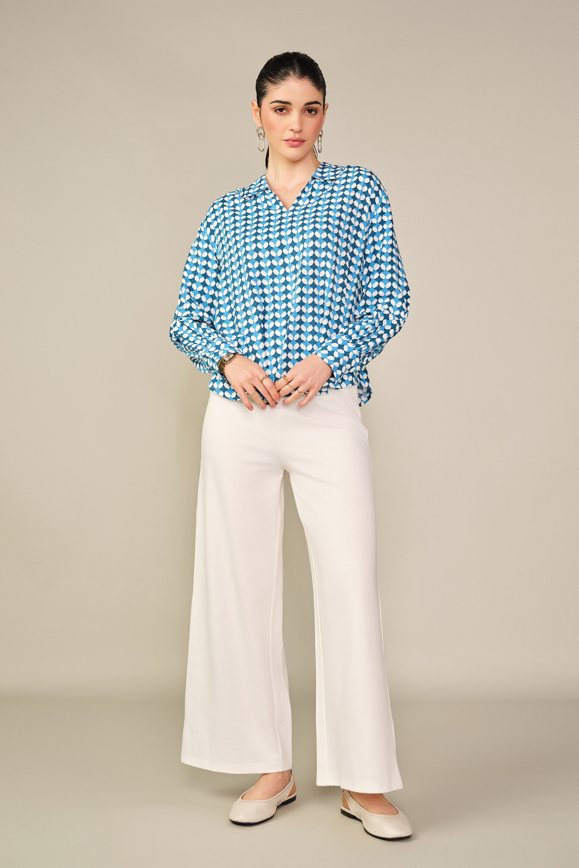 Oversized Checkered Shirt in Blue, Blue, image 4
